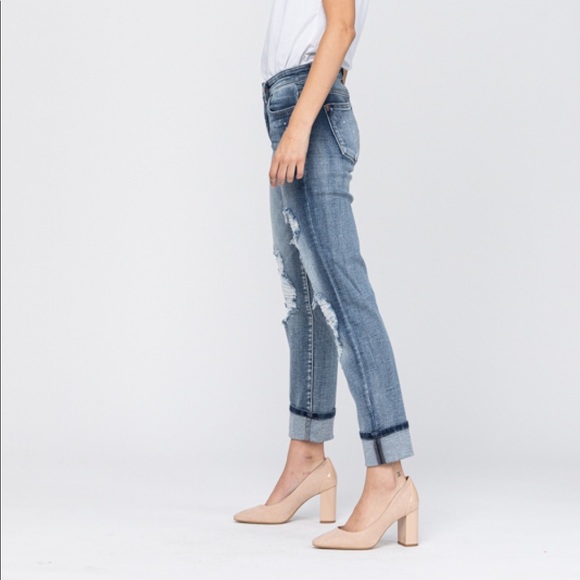 RESTOCK! Judy Blue destroyed bleach splash boyfriend jeans! - Picture 3 of 10